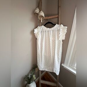 Chic Soul White Swiss Dot Ruffle Sleeve Blouse